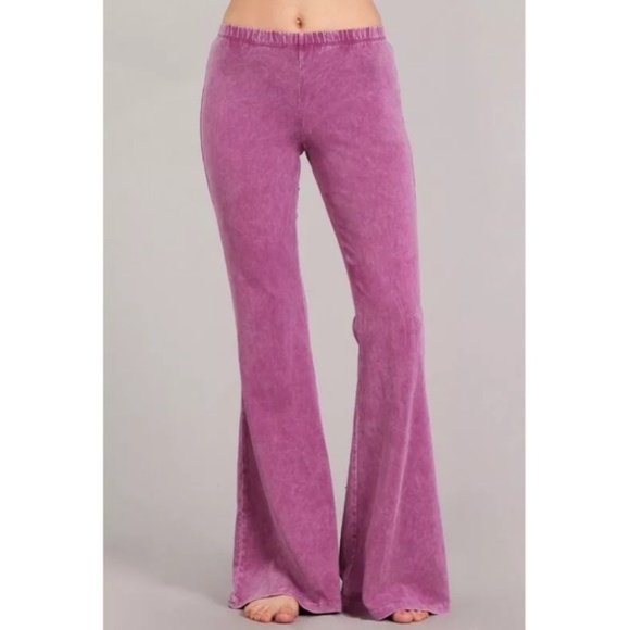 Magenta Haze Boho Mineral Wash Flared Stretch Pant - Picture 2 of 6